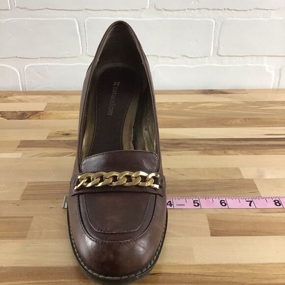NATURALIZER brown heeled shoes ladies gold chain size 8 - Picture 11 of 14